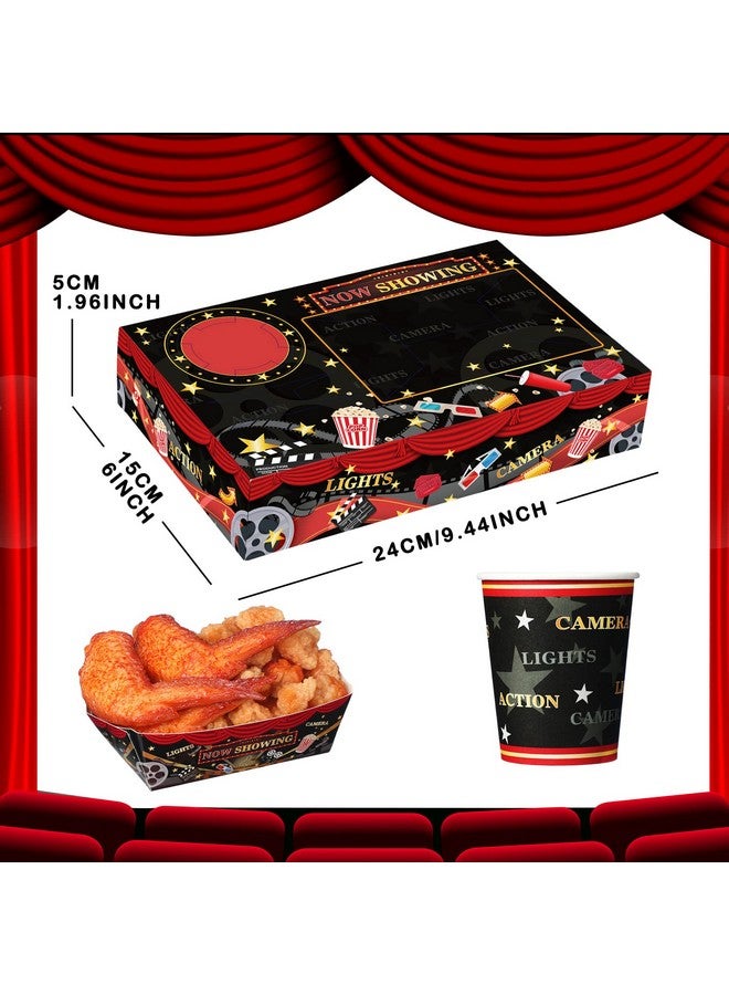 Geyee 72 Pcs Movie Night Party Supplies Snack Trays Boxes with Disposable Paper Food Cups Combo Trays Cardboard Popcorn Drink Candy Holder for Kids Birthday Cinema Party Favors - Image 2