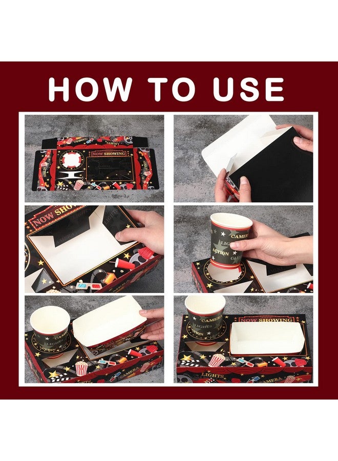 Geyee 72 Pcs Movie Night Party Supplies Snack Trays Boxes with Disposable Paper Food Cups Combo Trays Cardboard Popcorn Drink Candy Holder for Kids Birthday Cinema Party Favors - Image 4