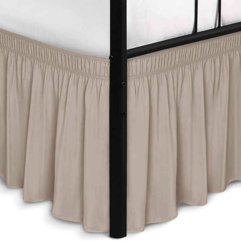 Biscaynebay Biscaynebay Wrap Around Bed Skirts with Split Corners for Queen Beds 18 Drop Light Camel Adjustable Elastic Dust Ruffles Easy Fit Wrinkle Resistant Silky Luxurious Fabric Machine Washable 