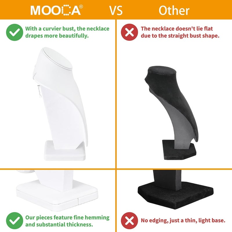 Mooca 2 Pcs Necklace Chain Jewelry Bust Display Holder Stand, Necklaces Display Mannequin Bust, Jewelry Bust Stand, 11 1/4" H, White Leatherette - Image 5