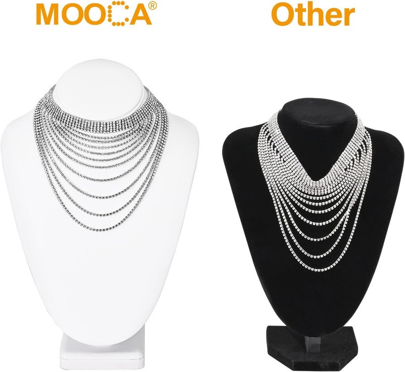 Mooca 2 Pcs Necklace Chain Jewelry Bust Display Holder Stand, Necklaces Display Mannequin Bust, Jewelry Bust Stand, 11 1/4" H, White Leatherette - Image 3