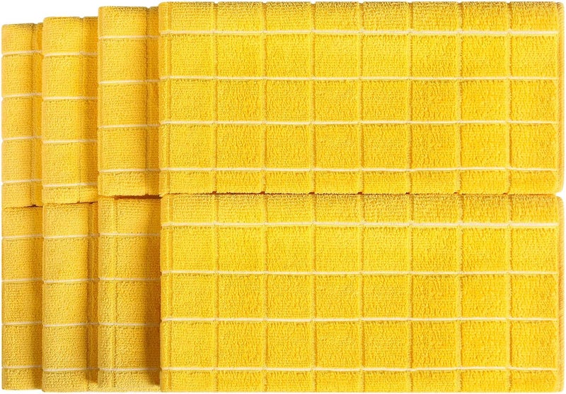 HYER KITCHEN Microfiber Dish Towels - Soft, Super Absorbent and Lint Free Kitchen Towels - 8 Pack (Lattice Designed Yellow Colors) - 26 x 18 Inch (Yellow) - Image 2