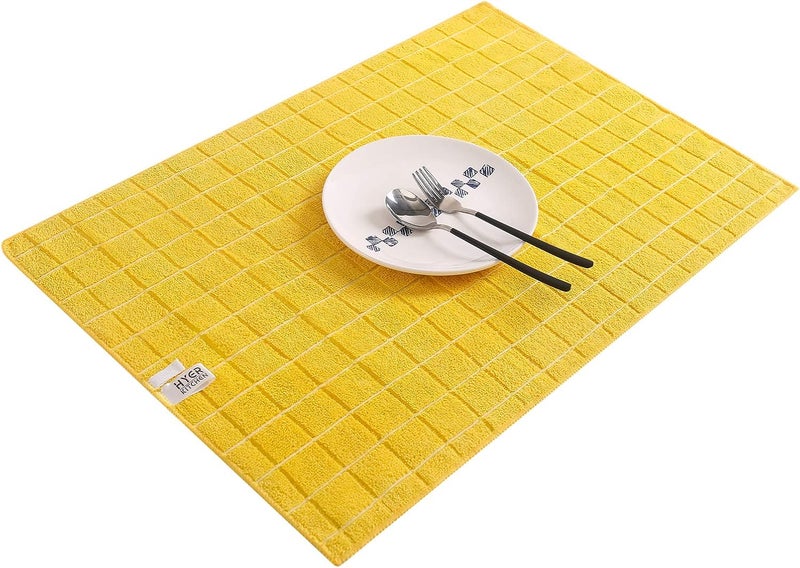 HYER KITCHEN Microfiber Dish Towels - Soft, Super Absorbent and Lint Free Kitchen Towels - 8 Pack (Lattice Designed Yellow Colors) - 26 x 18 Inch (Yellow) - Image 5