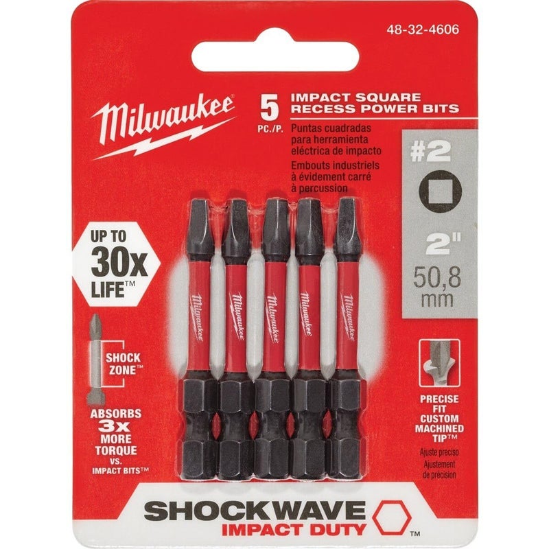 ميلووكي 48-32-4606 شوق ويف 2 إنش #2 بت مربع مقلوب للطاقة، 5-pack