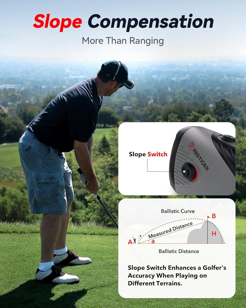 REDTIGER Golf Rangefinder, 7X Magnification 1200 Yards Laser Range Finder with Slope, Magnetic Bracket, Flag Pole Locking Vibration & Rechargeable - Image 4