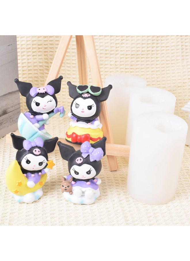 null - # Sanrio Plaster Doll Painted Diy Handmade Three-dimensional Painted Graffiti White Embryo Small Size Doll Painted Gigi-Color:Kuromi Style B [pack Of Four] With Paint - Image 1