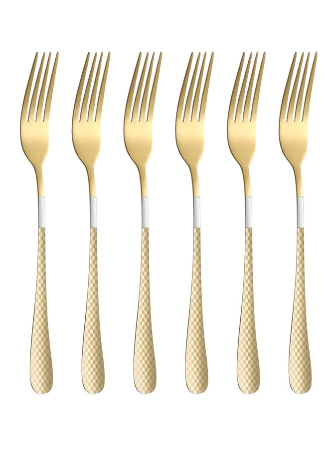 P Plus Fire Small Table Forks, Food-Grade Stainless Steel Dinner Fork Set with Comfortable Grip, Dishwasher Safe, Sleek Design for Home, Party or Restaurant Use (Small Fork, Gold, Pack of 6) - Image 1