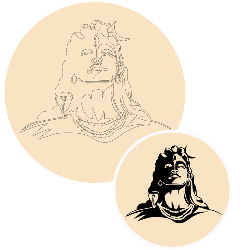PD Craftozone Premarked ADIYOGI Shiva Round Circle MDF Pine Wood 12 inch MDF Boards for Art and Craft - 2.5mm Unfinished Round Wood Slices for Resin Art, Mandala Art,Pyrography, Painting (12 INCH, 2) - Image 1