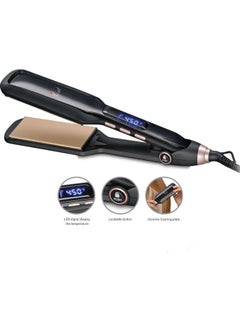 LC Ceramic Hair Straightener, Wet And Dry Hair Straightener With Temperature Control Functions - 82W, Black/Gold  - Image 2