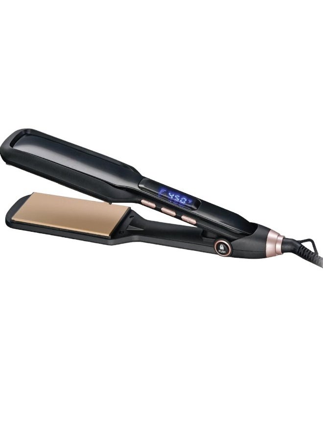 LC - Ceramic Hair Straightener, Wet And Dry Hair Straightener With Temperature Control Functions - 82W, Black/Gold - Image 1