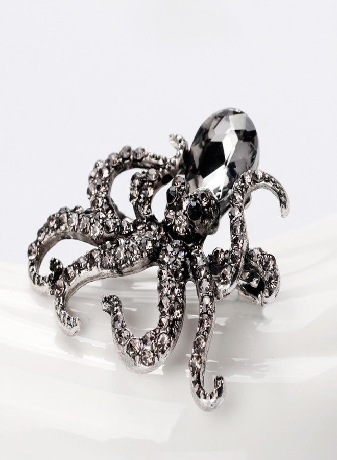 Frodete Rhinestone Octopus Brooch for Women Men Sea Animal Crystal Lapel Pin Festive Christmas Holiday Jewelry Gift - Image 5
