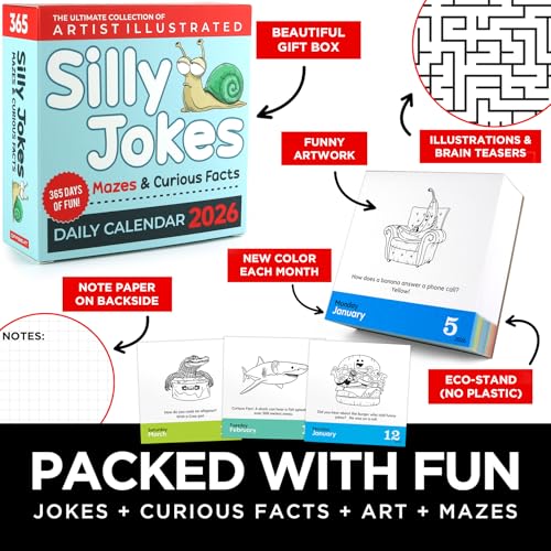 OFFBEAT Silly Jokes Daily Desk Calendar 2026 - Unique Fun Gift For Kids and Adults - 365 Jokes & Curious Facts, Educational, Fun Stocking Stuffers, Desk or Wall Calendar, Boys & Girls Lunchbox notes - Image 4