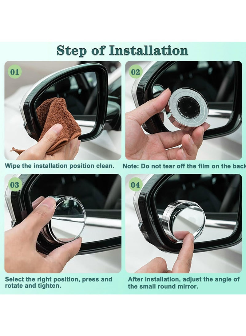 Generic 2Pcs Car Blind Spot Mirror – 360° Suction Cup Adjustable Wide Angle Rear View Mirror for Car, SUV, Truck – Silver  - Image 5