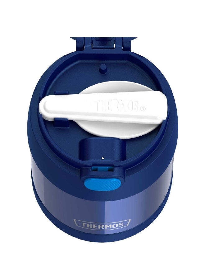 ترموس وعاء طعام من بتقنية العزل ومصنوع من الستانلس ستيل بلون ازرق غامق ومع ملعقة قابلة للطي سعة 10أونصة - Image 4