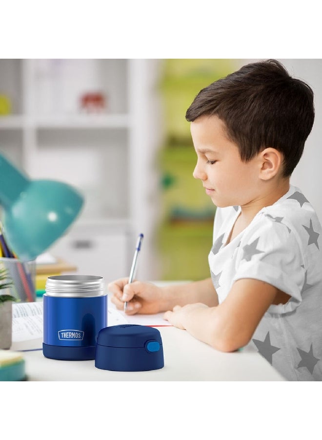 ترموس وعاء طعام من بتقنية العزل ومصنوع من الستانلس ستيل بلون ازرق غامق ومع ملعقة قابلة للطي سعة 10أونصة - Image 5