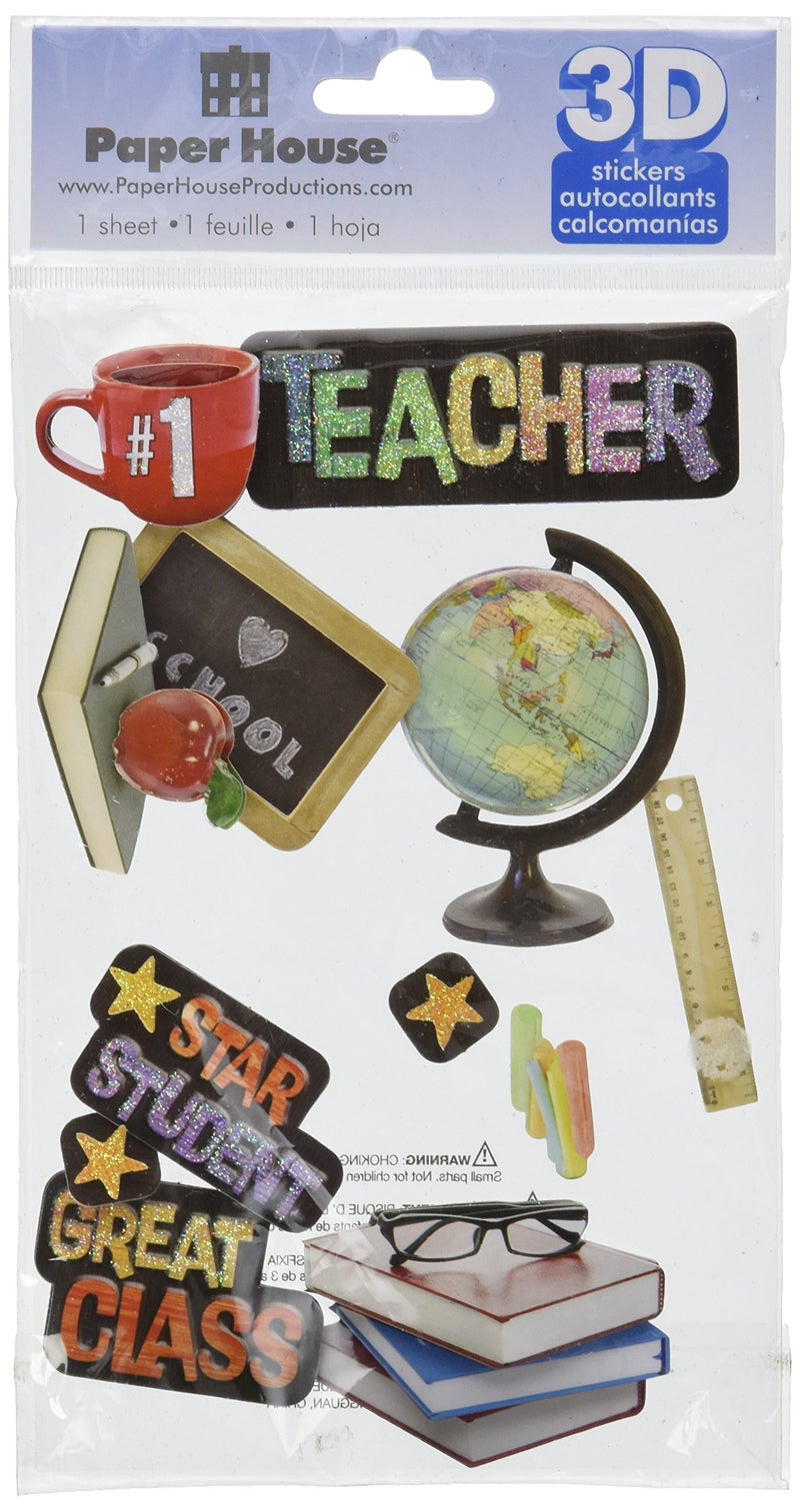 Paper House Productions STDM-0054E 3D Cardstock Stickers, Teacher (3-Pack) - Image 2