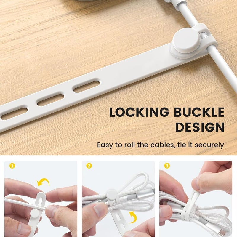 جيه زد اس مجموعة من 10 أربطة كابلات من السيليكون، منظم أسلاك، قابل لإعادة الاستخدام وقابل للغسل، إدارة أربطة الأسلاك مع مشبك قفل، حزام كابل شاحن مرن قابل للتعديل (وردي) - Image 3
