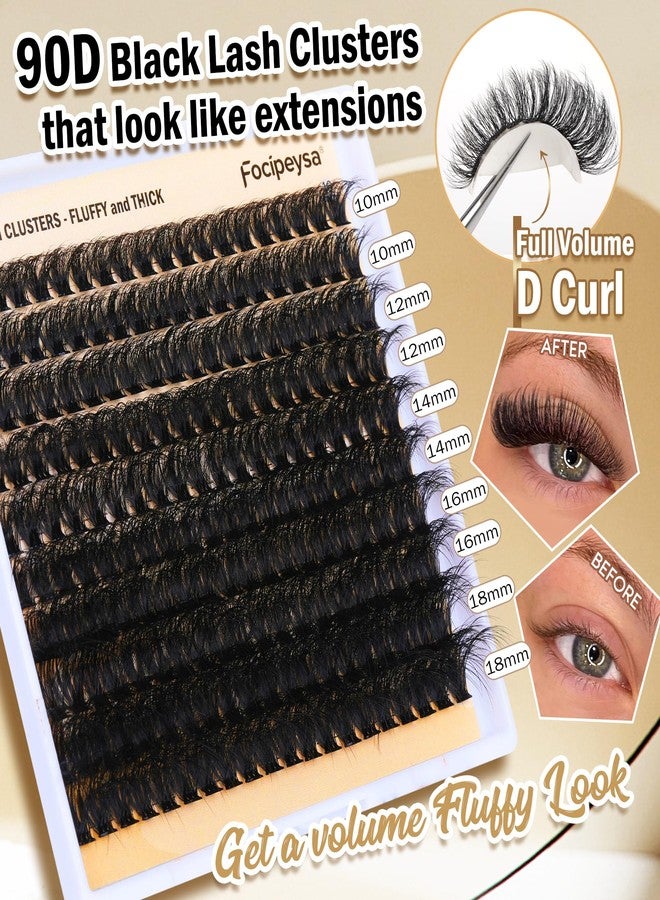 Focipeysa DIY Lash Clusters Full Volume Eyelash Extension 10-18MIX D Curly Individual Lash Clusters 90D Individual Lashes Extensions Clusters Lashes DIY Lash for Beginners by Focipeysa - Image 2