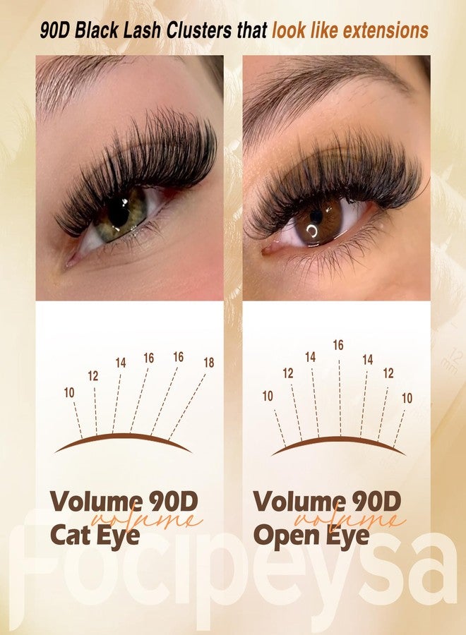 Focipeysa DIY Lash Clusters Full Volume Eyelash Extension 10-18MIX D Curly Individual Lash Clusters 90D Individual Lashes Extensions Clusters Lashes DIY Lash for Beginners by Focipeysa - Image 4