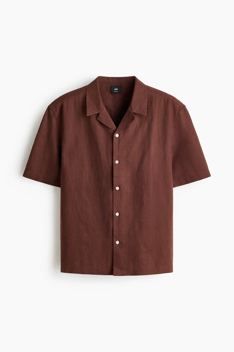 H&M  Relaxed Fit Linen-blend resort shirt for Men | Best Price UAE