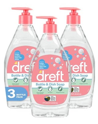 Bottle And Dish Soap | Made To Clean Baby Bottles, Sippy Cups, Pacifiers, Breast Pumps, & More | Gently Removes Milk Film & Odors | Plant Based, Fragrance Free Dish Soap | 18 Fl Oz (Pack Of 3) - view 4