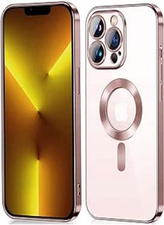 Magnetic Clear for iPhone 13 Pro Case with MagSafe [Bare iPhone Exterior] [Bulid in Camera Cover] Silicone Cover Ultra Slim Thin [Non-Yellowing] Anti-Fingerprint Wireless Charging (Pink)
