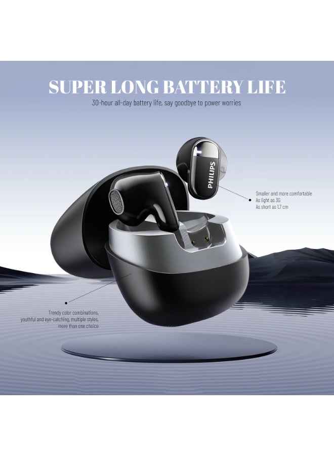 Philips TAT2169,Earphone,True Wireless Earbuds,In-Ear Headphones, 25H Playtime, Dual-Mic AI Call Noise Reduction, IP54 Water and Dust Proof with  ANC, for Sports, Work,High-res sound Black - Image 3