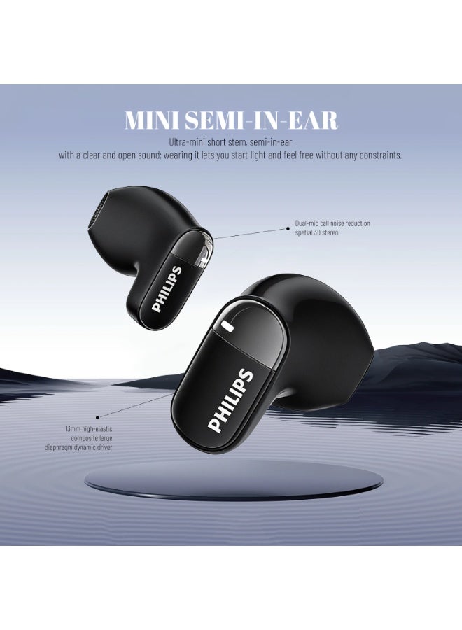Philips TAT2169,Earphone,True Wireless Earbuds,In-Ear Headphones, 25H Playtime, Dual-Mic AI Call Noise Reduction, IP54 Water and Dust Proof with  ANC, for Sports, Work,High-res sound Black - Image 2