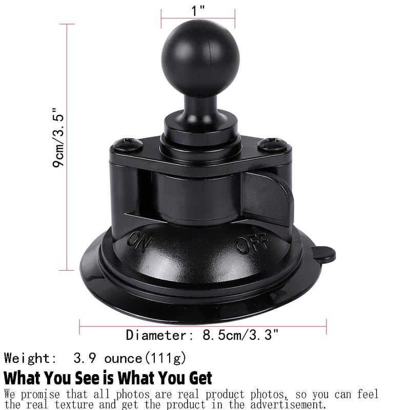 Leenconghui Suction Cup Base Mount with 25mm/1" Ball,Compatible with RAM Mounts and Other B Size Double Ball Socket Arm - Image 2