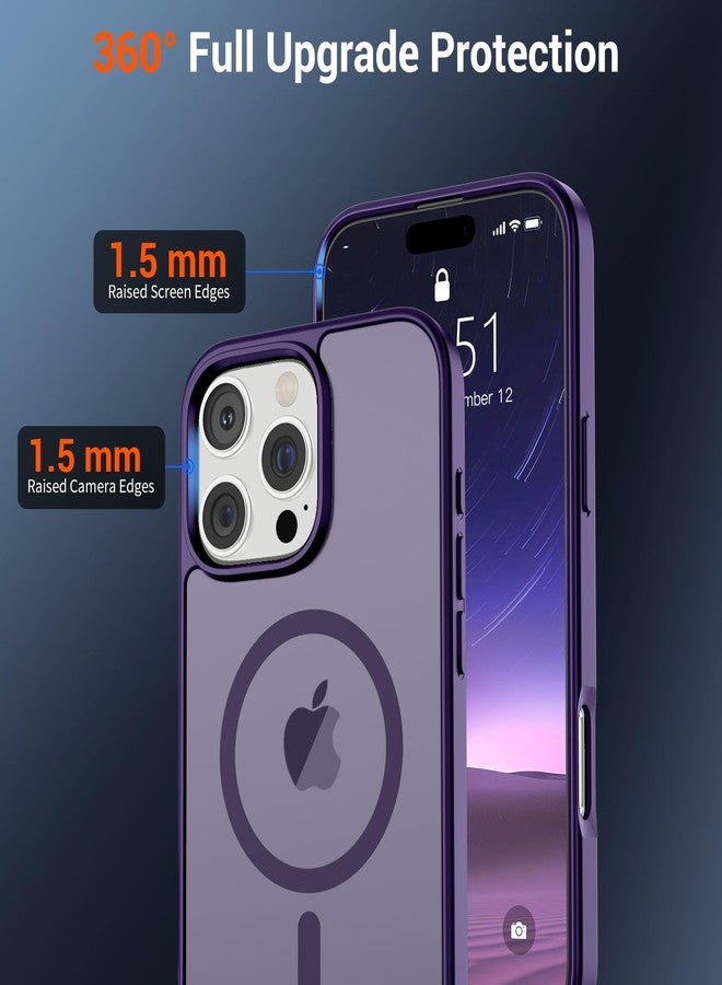 استلق جراب SUPFINE المغناطيسي لهاتف iPhone 16 Pro Max (متوافق مع MagSafe) (حماية فائقة ضد السقوط بمعايير عسكرية) جراب نحيف شفاف غير لامع مقاوم للصدمات ومضاد لبصمات الأصابع، لون بنفسجي داكن - Image 4