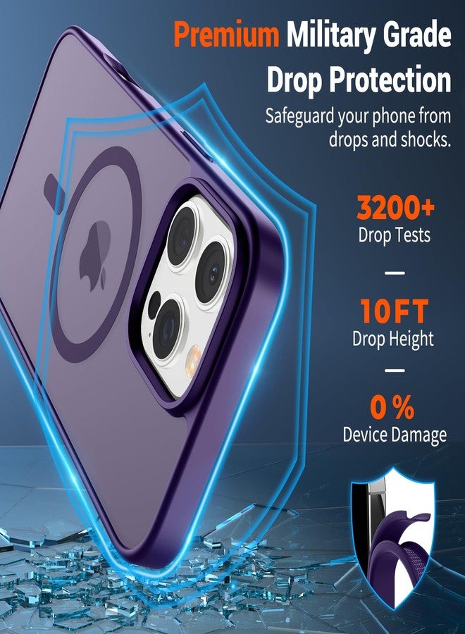 استلق جراب SUPFINE المغناطيسي لهاتف iPhone 16 Pro Max (متوافق مع MagSafe) (حماية فائقة ضد السقوط بمعايير عسكرية) جراب نحيف شفاف غير لامع مقاوم للصدمات ومضاد لبصمات الأصابع، لون بنفسجي داكن - Image 3