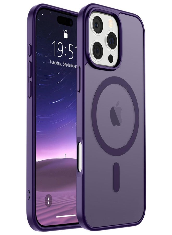 استلق جراب SUPFINE المغناطيسي لهاتف iPhone 16 Pro Max (متوافق مع MagSafe) (حماية فائقة ضد السقوط بمعايير عسكرية) جراب نحيف شفاف غير لامع مقاوم للصدمات ومضاد لبصمات الأصابع، لون بنفسجي داكن - Image 1