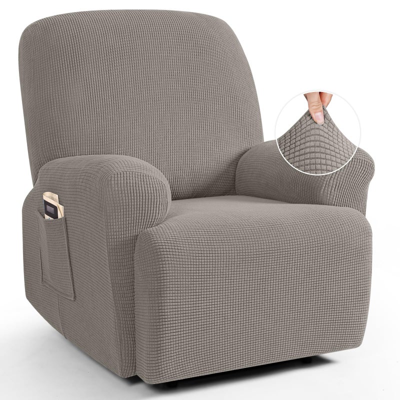 TAOCOCO TAOCOCO Recliner Cover 4Pieces Recliner Stretch Sofa Slipcover Recliner Cover 1 Seat Couch Protector Soft Furniture Protector Covers with ElasticChair Covers Jacquard Pattern Pale Brown