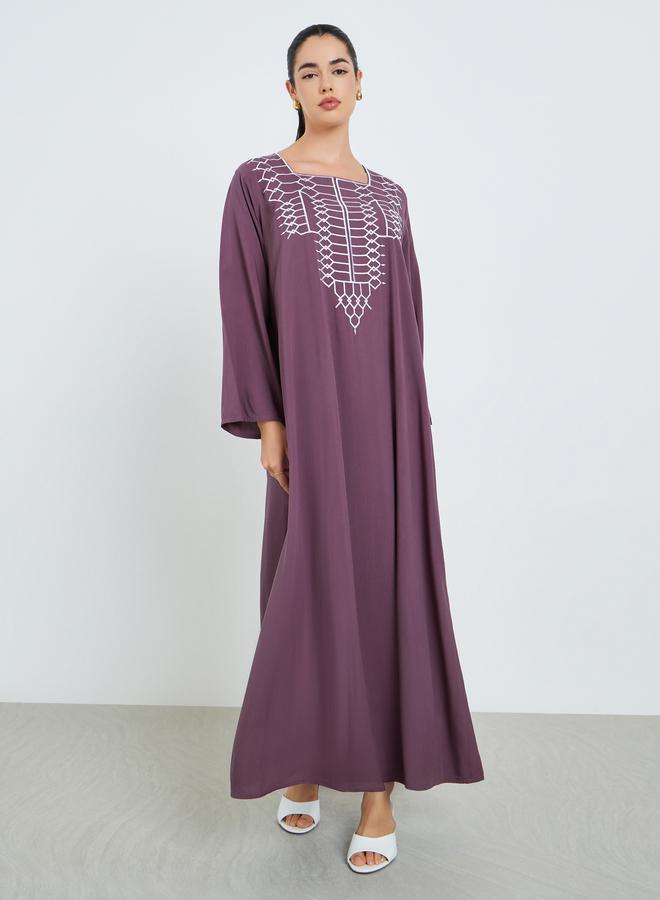 أميرة جلابية مطرزة بحافة واسعة للنساء - Image 3