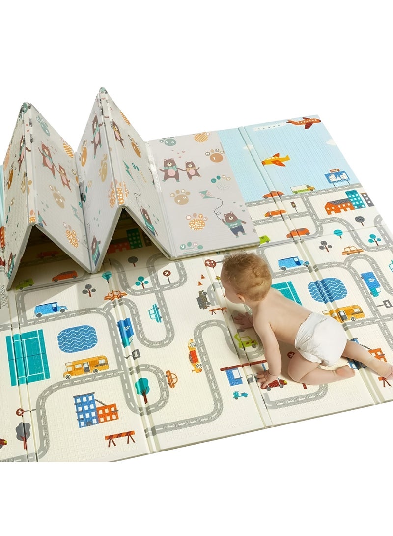 جوني حصيرة لعب كبيرة مقاومة للماء وغير قابلة للانزلاق، مزدوجة الوجه، سميكة وناعمة للأطفال للزحف واللعب، يمكن استخدامها كحصيرة تخييم أو سجادة ناعمة لغرفة النوم أو غرفة المعيشة - Image 1