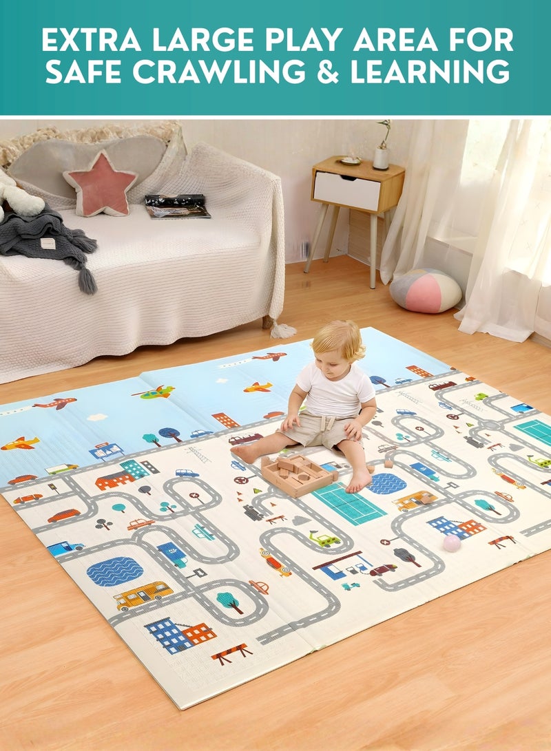 جوني حصيرة لعب كبيرة مقاومة للماء وغير قابلة للانزلاق، مزدوجة الوجه، سميكة وناعمة للأطفال للزحف واللعب، يمكن استخدامها كحصيرة تخييم أو سجادة ناعمة لغرفة النوم أو غرفة المعيشة - Image 3