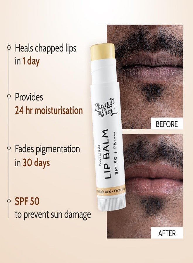 Chemist At Play Natural Lip Balm & 10% Vitamin C Face Serum Combo | Repairs Chapped Lips, Brightens Dark Lips | SPF 50 PA++++ | Fades Dark Spots & Hyperpigmentation | For Men & Women | 4.5g & 10ml - Image 3