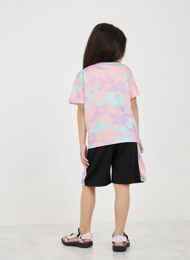 Styli Styli Camo Print T-Shirt and Shorts Set