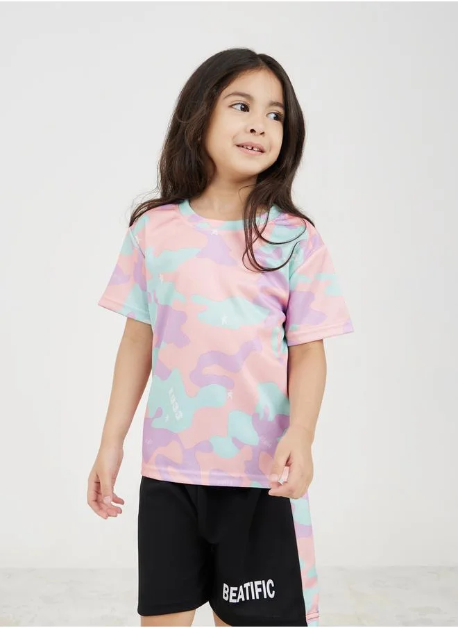 Styli Styli Camo Print T-Shirt and Shorts Set