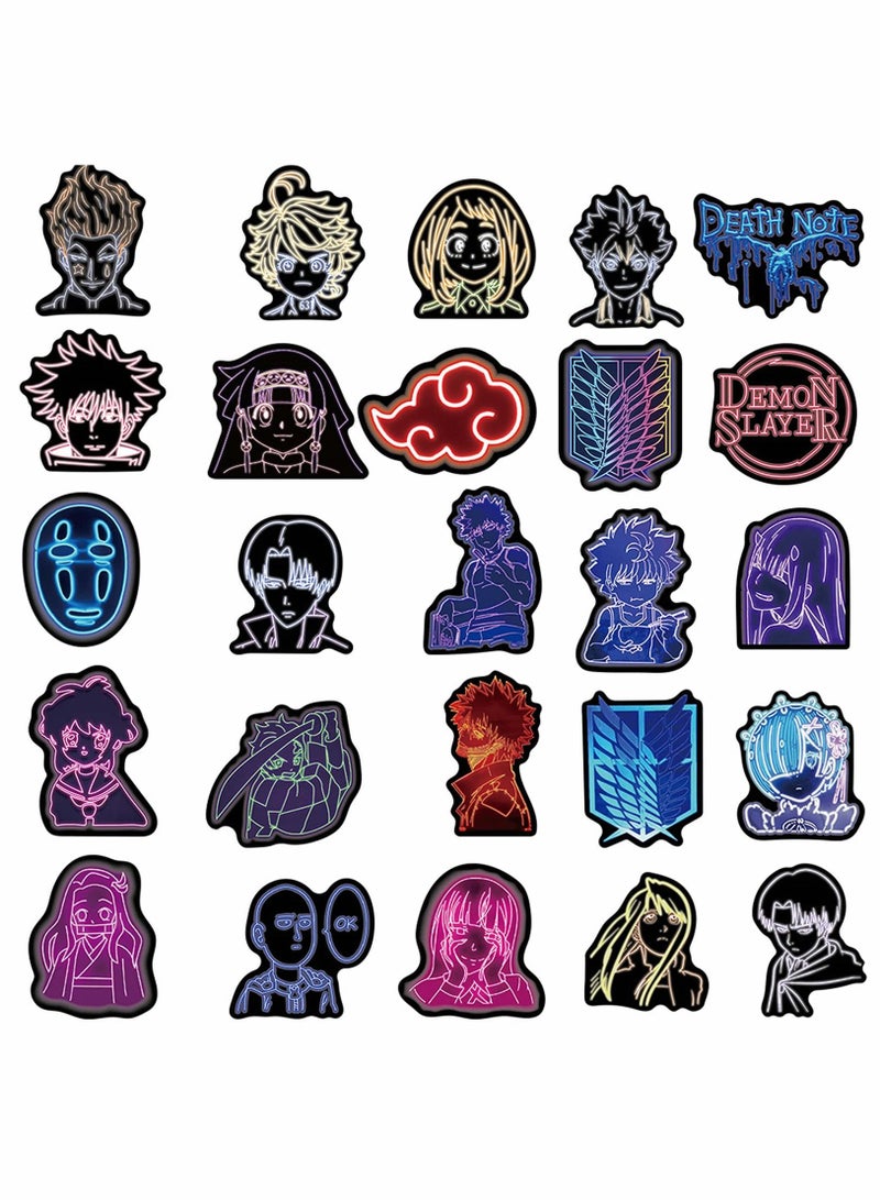 SYOSI Anime Mixed Neon Stickers, 50pcs Waterproof Vinyl Decals Neon Light Laptop Stickers - Image 2