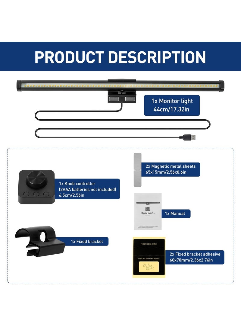 erorex - Computer Monitor Light Bar, Screen Monitor Light with Wireless Remote Control, Adjustable Brightness & Color Temperature, Touch Control/No Screen Glare Monitor Lamp with USB Powered for Home/Office - Image 1