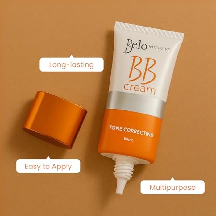 Belo Essentials Intensive BB Cream Medium Tone | Hydrating, Long-Lasting Face Makeup Primer, Concealer & Foundation | Natural Matte Finish with Medium Coverage - 50ml - Image 4