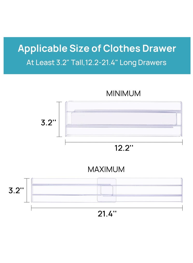 JOGAMS 8Pcs Drawer Dividers Organizers Adjustable 3.2 Inch High Expandable from 12.2 to 21.4 Inch Kitchen Utensils Organizer Clear Plastic Drawer Separators for Clothing Installed by Double Sided Tape  - Image 4