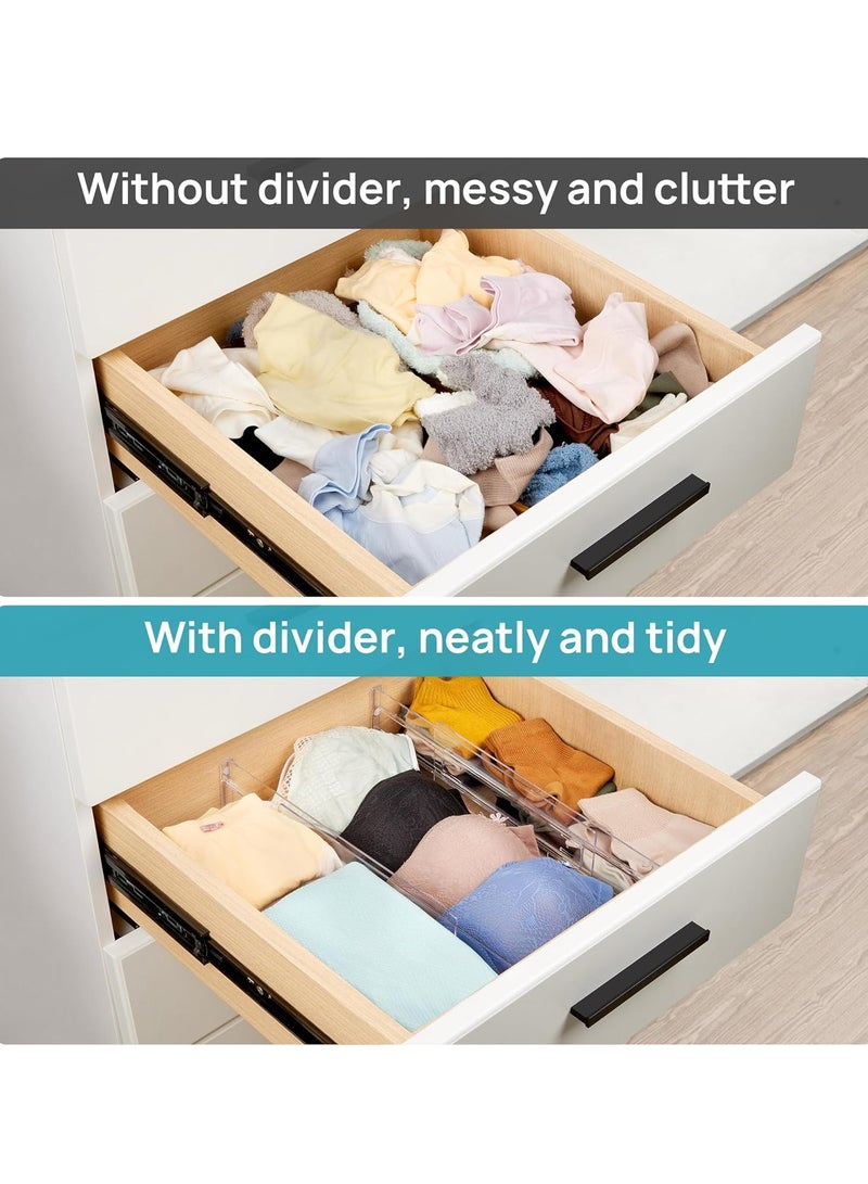JOGAMS 8Pcs Drawer Dividers Organizers Adjustable 3.2 Inch High Expandable from 12.2 to 21.4 Inch Kitchen Utensils Organizer Clear Plastic Drawer Separators for Clothing Installed by Double Sided Tape  - Image 5