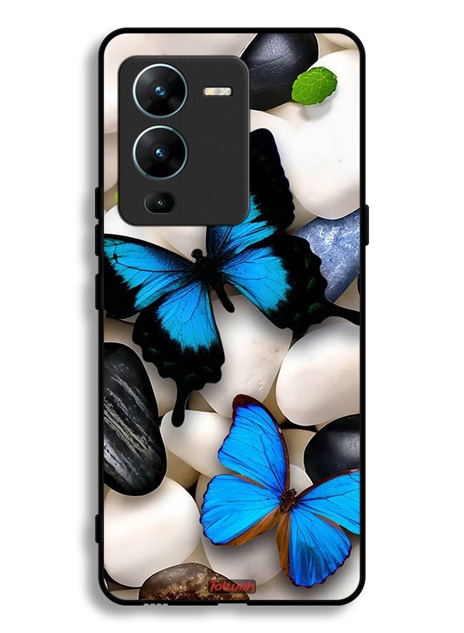 Tolwak Vivo V25 Pro 5G Protective Case Cover Butterflies On Stones - Image 2