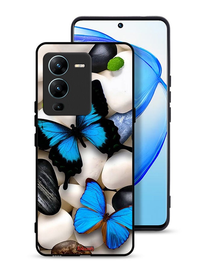 Tolwak Vivo V25 Pro 5G Protective Case Cover Butterflies On Stones - Image 1