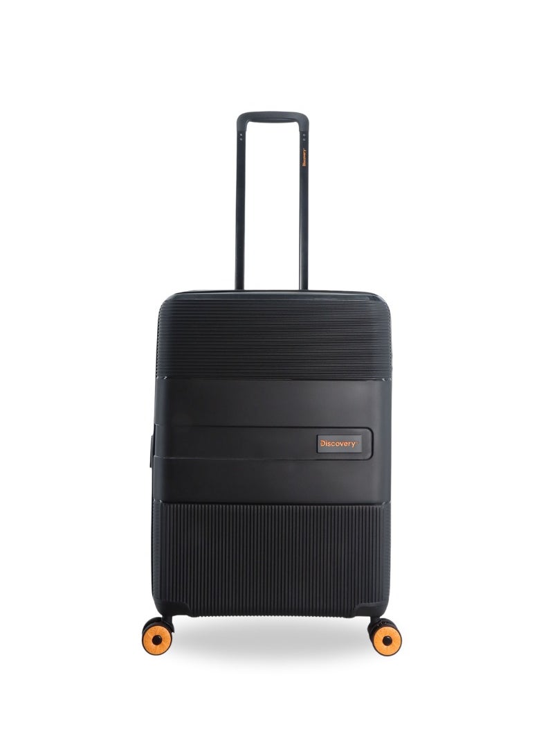 Discovery Discovery Trails Check-In Medium PP Hardside Luggage Black, Durable Expandable Unbreakable Double Zip Lightweight Travel Bag 4 Double Wheel TSA Lock 26 Inch Suitcase Trolley Bag.  - Image 1