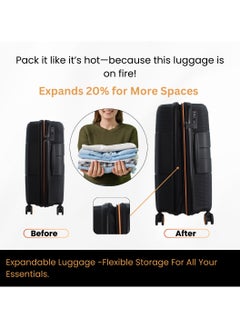 Discovery Discovery Trails Check-In Medium PP Hardside Luggage Black, Durable Expandable Unbreakable Double Zip Lightweight Travel Bag 4 Double Wheel TSA Lock 26 Inch Suitcase Trolley Bag.  - Image 3