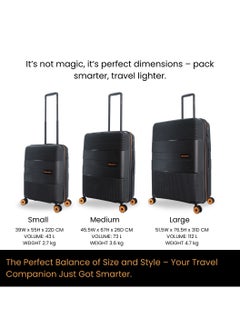 Discovery Discovery Trails Check-In Medium PP Hardside Luggage Black, Durable Expandable Unbreakable Double Zip Lightweight Travel Bag 4 Double Wheel TSA Lock 26 Inch Suitcase Trolley Bag.  - Image 4
