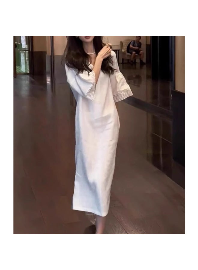 Cotton Linen Linen Dress Women's Summer 2024 Light Luxury High-end Beautiful Du Special French Long Skirt 